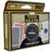 Carti de joc poker, Texas Hold'em, profesionale, 100% plastic, index mare, 2 pachete, rosu si negru, jeton metalic dealer