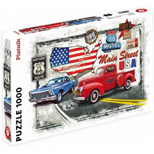 Puzzle Piatnik "Old Route 66", 1000 piese, dimensiune 68 x 48 cm, produs in Austria