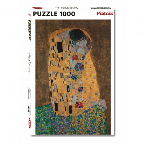 Puzzle metalizat, Piatnik, "Gustav Klimt - Sarutul", 1000 piese, dimensiune 68 x 48 cm, produs in Austria